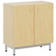 Meuble bas BIP BOP portes battantes méla pièt époxy - L90xP45xH95 cm - Hêtre miel/gris alu RAL 9006