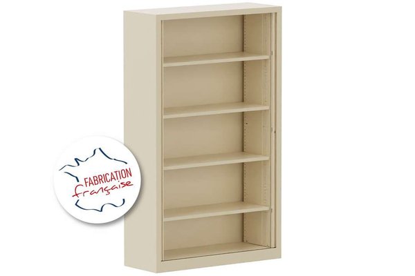 [Pas de famille] - [Pas de sous famille] - Armoire à rideaux démontable H198xL120cm 4 tablettes coffre beige/rideaux beige - sur délai