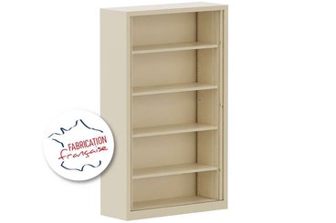 [Pas de famille] - [Pas de sous famille] - Armoire à rideaux démontable H198xL120cm 4 tablettes coffre beige/rideaux beige - sur délai