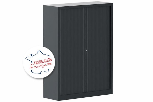 ARMOIRES A RIDEAUX - Largeur 120 cm - Armoire à rideaux H160xL120cm 3 tablettes coffre anthracite/rideaux anthracite