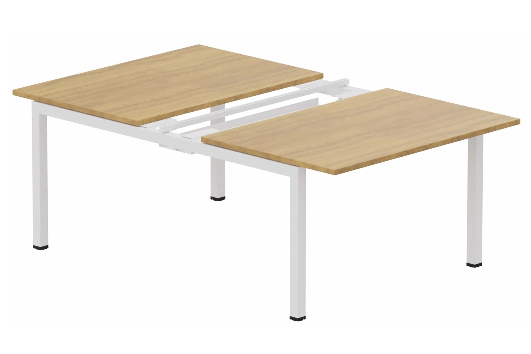 K3 - Bench départ 2 Plateaux coulissants 140x80 (encombrement P165xL140cm) -Finitions : PLATEAUX: NOYER (NO) / PIETEMENTS: BLANC (BL)