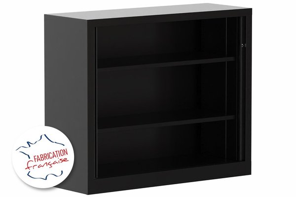 ARMOIRES A RIDEAUX - Largeur 120 cm - Armoire à rideaux 2P H100XL120XP43 2 Tablettes , coffre noir/rideaux noir