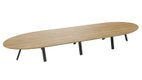 TABLE OBLONGUE 4 PLATEAUX 540X120CM SUR STRUCTURE X3 MEETING, couleur Chêne naturel et piètement Noir mat