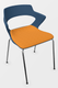 SWEETY Chaise 4 pieds tube, piétement chrome, coque polypropylène coloris bleu, placet assise tissu BONDAI coloris jaune
