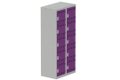 Vestiaire multicases 2 colonnes L,40cm 5 cases (fermeture cadenas) H,180xL,80xP,50cm coffre gris clair/portes prune