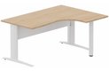 K1 VDF METAL Compact 90° asymétrique 180x120x80/60cm retour à droite sur pied de soutien hêtre/blanc