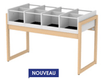 Bac à BD NATUR 8 cases mélaminé piètement bois massif - L128xP61xH85 cm