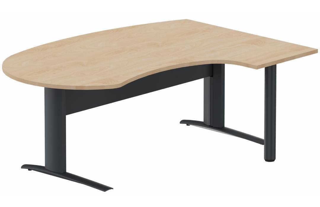 K1 VDF métal compact 90° manager 190x141x104x60cm sur pied de soutien, plateau hêtre, structure anthracite