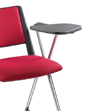 ACCUEIL - REUNION - Chaises coque bois & plastique - LEO paire d'accotoirs en aluminium laqué noir. tablette à gauche et manchette polypropylène noir