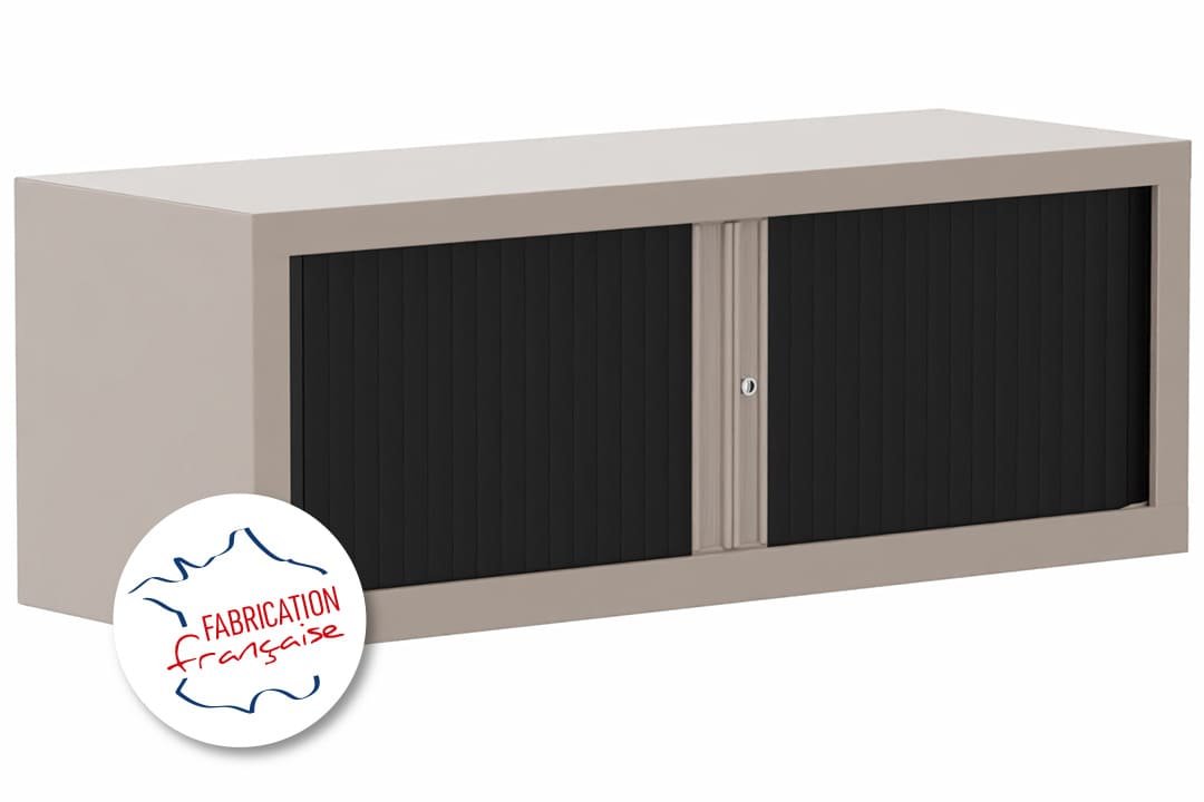 Armoire rehausse H44xL120cm coffre basalte/rideaux noir