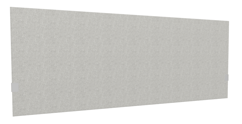 PANNEAUX ECRANS POUR BUREAU DROIT SOLO - Pour bureaux largeur 180 cm - SECRET Panneau-écran acoustique H74cm pour poste solo L.180cm. 2 faces tissu SYNERGY coloris gris clair. pinces de fixation réglables en hauteur coloris aluminium
