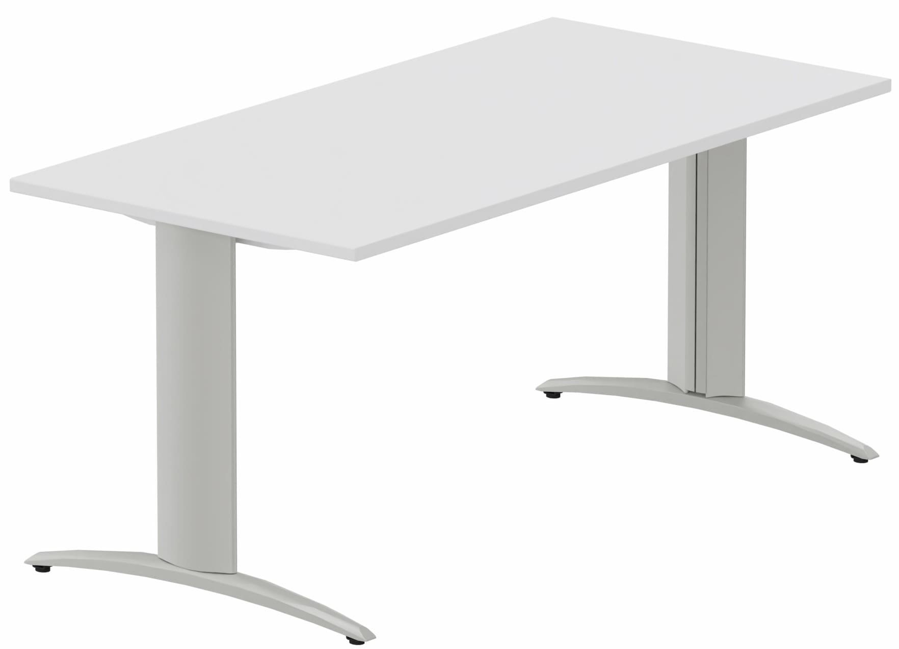 Module composable pied i, L.160xP.80cm, départ, plateau blanc, structure aluminium, plateau blanc, structure aluminium