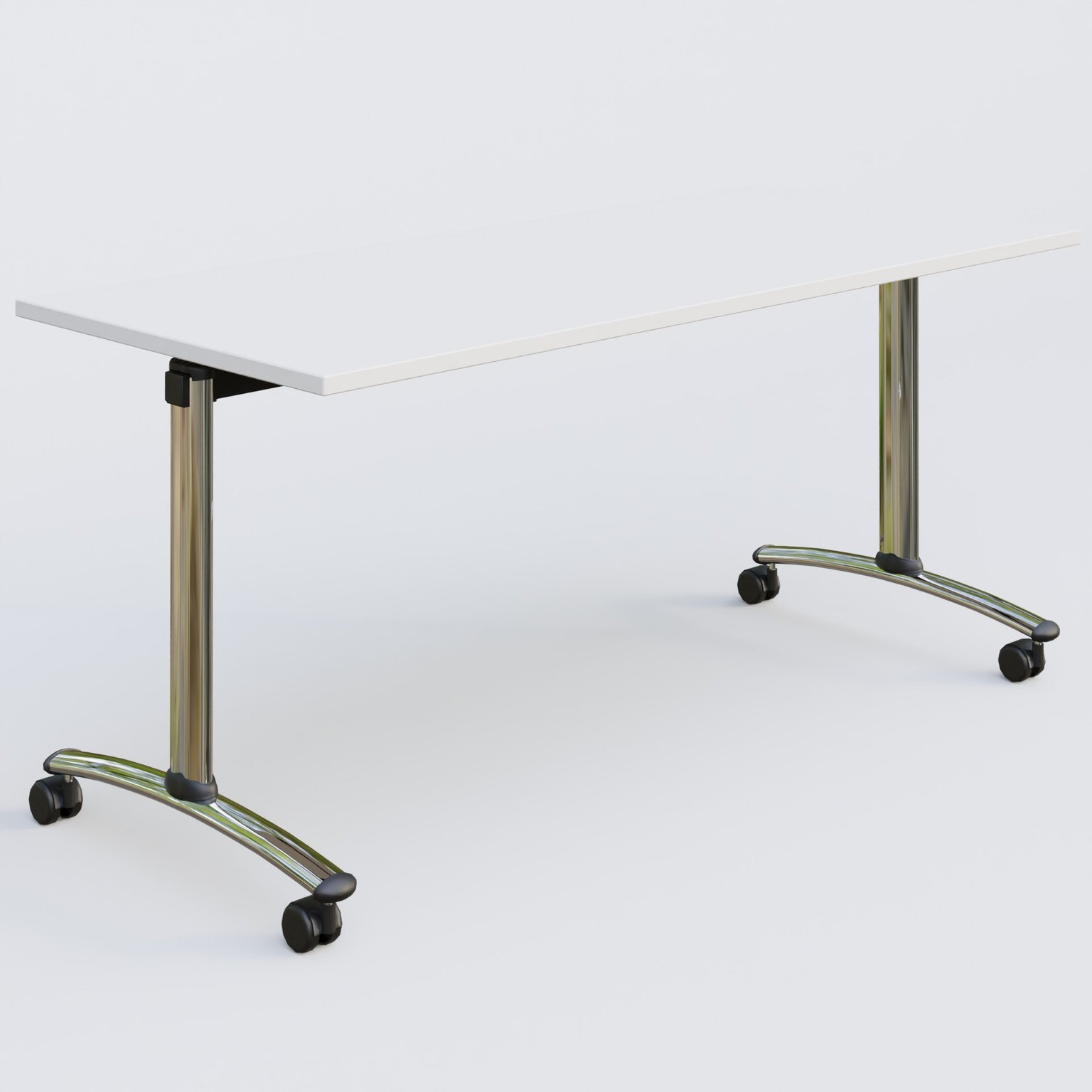 Table abattante gamme Arca 160-70 cm. Plateau Blanc et pietement Chrome.