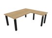 X4- Plan Manager 200x100cm + retour 100x60cm sur pieds (encombrement 200x200cm)  Plateau : chêne naturel / Piètements : noir