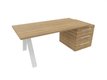 X3 Plan Manager 200*100cm + caisson XXL débordant (encombrement 206x90cm). Plateau, caisson Chêne naturel et pietement Blanc.