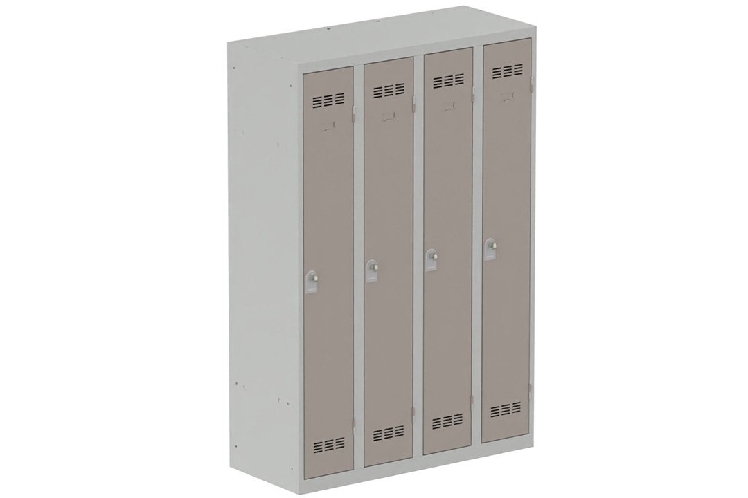 Vestiaire industrie propre 4 portes (fermeture cadenas) H180xL120xP50cm coffre gris clair/ porte(s) basalte