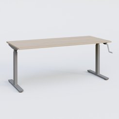 [Pas de famille] - [Pas de sous famille] - Poste solo 160*70 réglable en hauteur manuel 70-116 cm gamme KPro1. Plateau Acacia et pietement Aluminium.