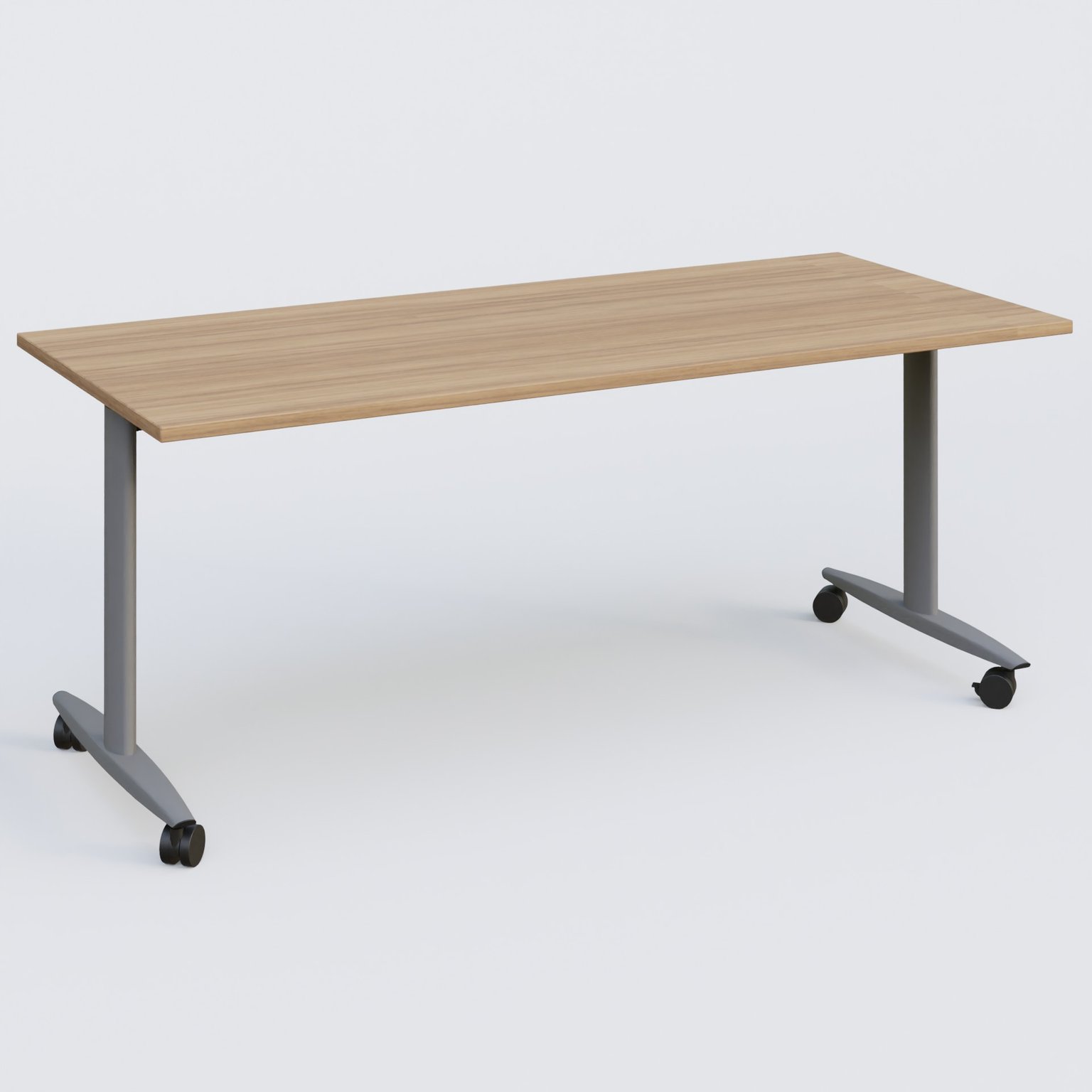 Table abattante gamme Design 180*80 cm. Plateau Noyer et pietement Aluminium.