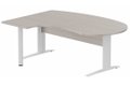 K1 VDF bois compact 90° manager 190x141x104x60cm sur pied de soutien, plateau acacia, structure blanc