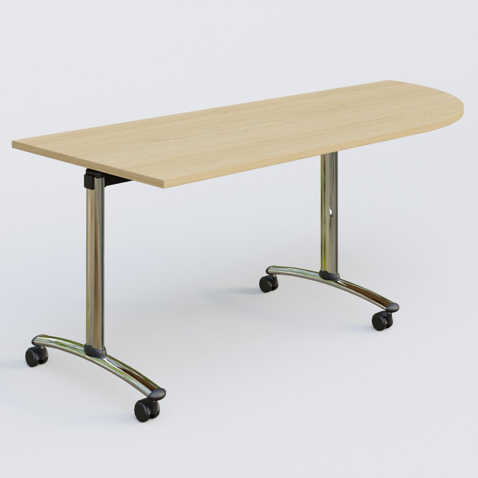 Module d'angle 90° Droite gamme Arca 200-80 cm. Plateau Chêne clair et pietement Chrome.