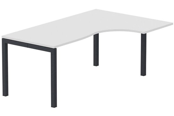 Gamme K3 - Plans compacts - K3 Compact 90° asymétrique 180x120x80/60cm retour à droite, plateau blanc, structure anthracite