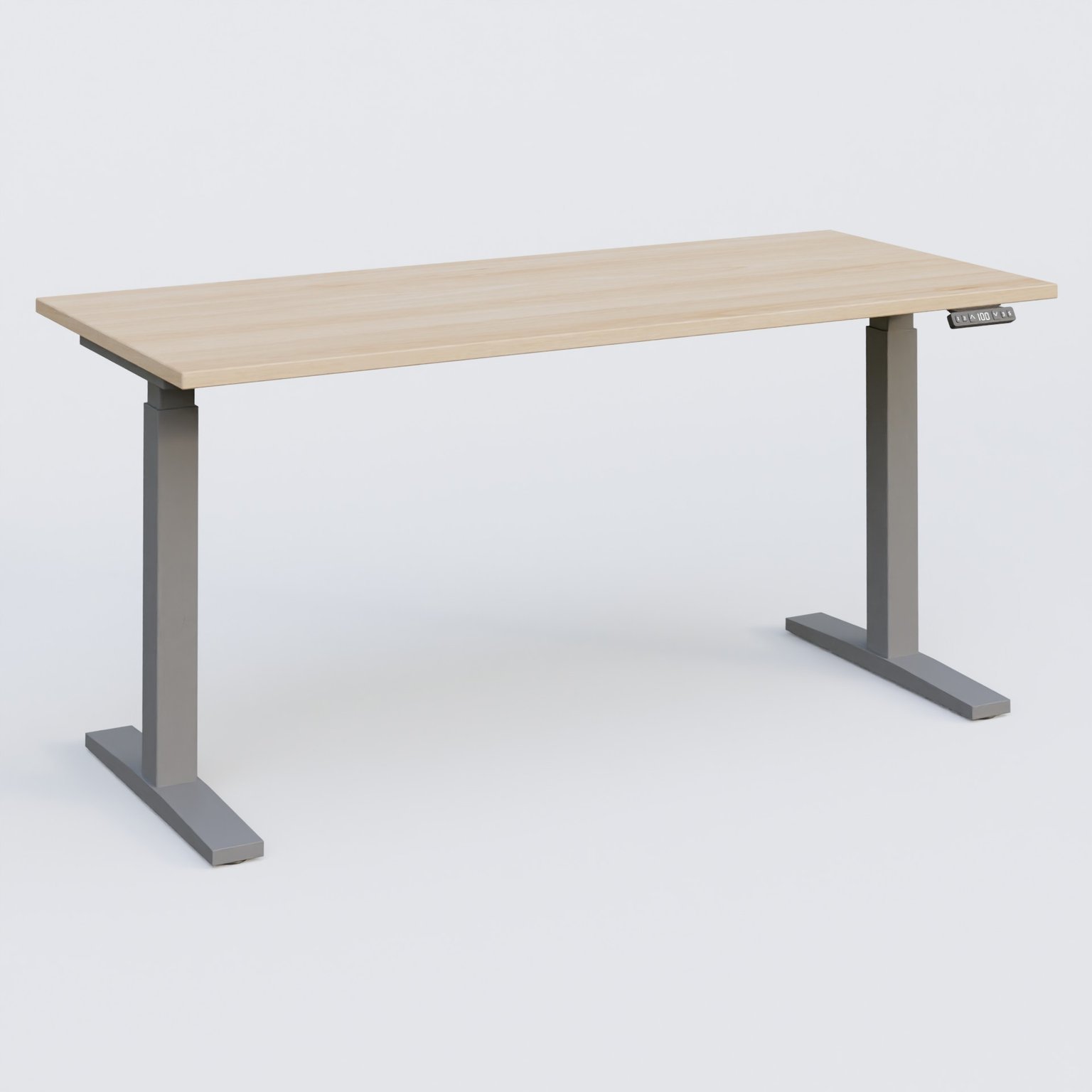 Poste solo 160*70 réglable en hauteur éléctriquement de 70-120 cm gamme KPro2. Plateau Hêtre et pietement Aluminium.