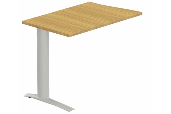 Gamme K1 - Extensions - Plans vagues - K1 Retour direct vague 90x60 sur pied à gauche Plateau : Chêne (CE) / Piétements Blanc -Finitions : PLATEAUX: NOYER (NO) / PIETEMENTS: ALUMINIUM (AL)