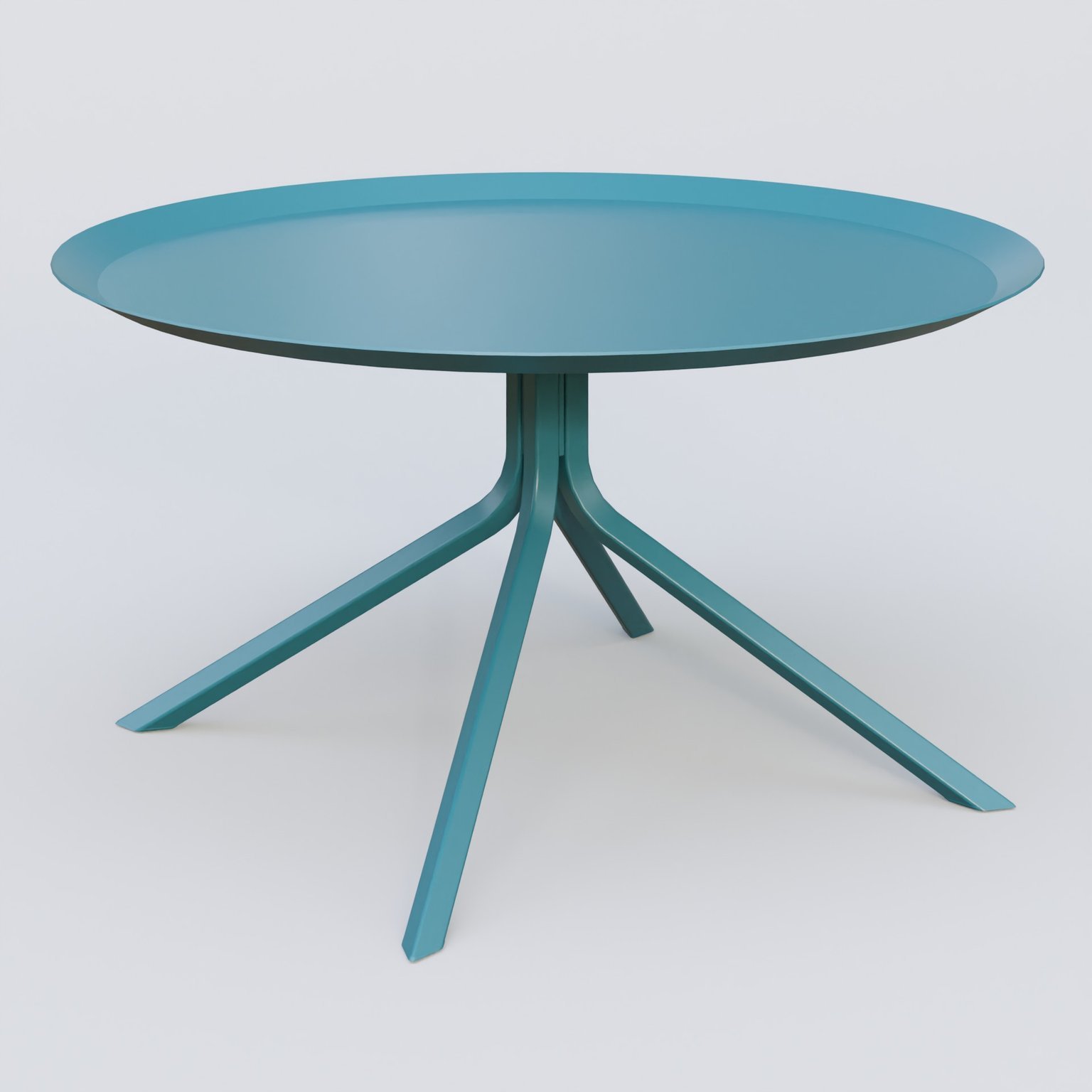 Table Basse Fashion Styl piètement 4 branches. Plateau Bleu Petrole (RAL 5025) et pietement Bleu Petrole (RAL 5025).