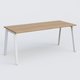 K8 plan droit 180*80 sur pieds fixe. Plateau Noyer et pietement Blanc