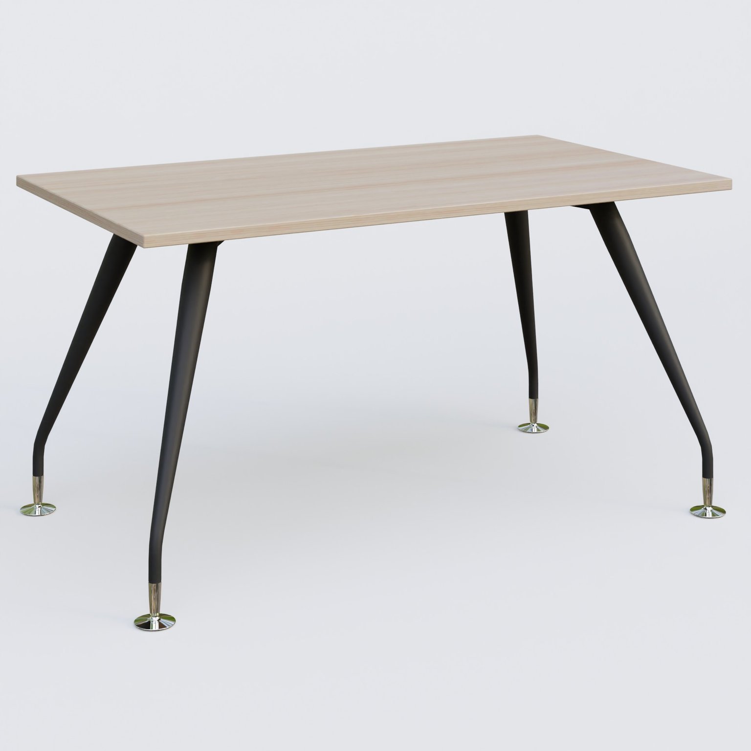 K5 plan droit 140*80 cm. Plateau Acacia et pietement Noir Mat avec base chromé.