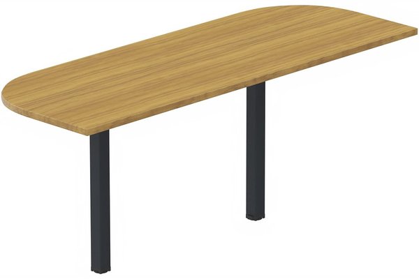 Gamme K2 - Extensions conviviales - K2 extension demi-lune 145x70cm sur 2 pieds de soutien, plateau noyer, structure anthracite