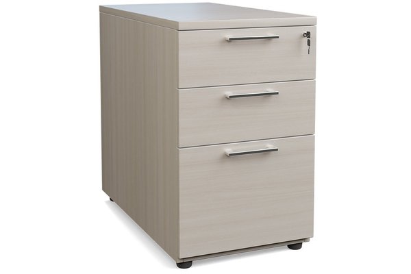 CAISSONS  - Hauteur de bureau - Caisson mélaminé hauteur bureau P.80cm 3 tiroirs dont 1 pour DS H72xL42xP60cm acacia - poignées chromées