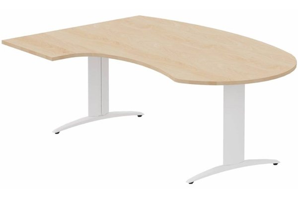 Gamme K2 - Plans compacts - K2 compact 90° manager 190x141x104x60cm sur pied de soutien, plateau hêtre, structure blanc