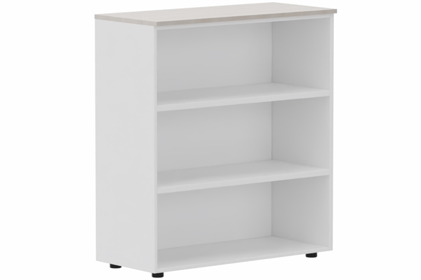 ARMOIRES SANS PORTES / BIBLIOTHEQUES - Hauteur 80 cm - Armoire mélamine H102xL100cm sans portes, -Finitions =Top de finition : Acacia / Corps d'armoire et tablettes: Blanc