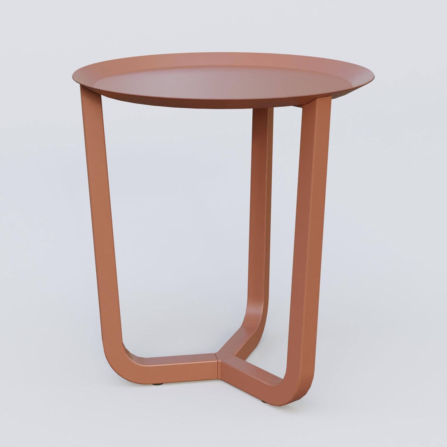Table Basse Fashion Styl piètement tryptique. Plateau Brun cuivré (RAL 8004) et pietement Brun cuivré (RAL 8004).