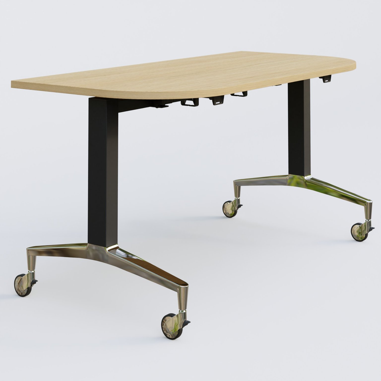 Module d'extrémité de la gamme LEM 145-70 cm. Plateau Chêne clair et pietement Noir/Chrome.