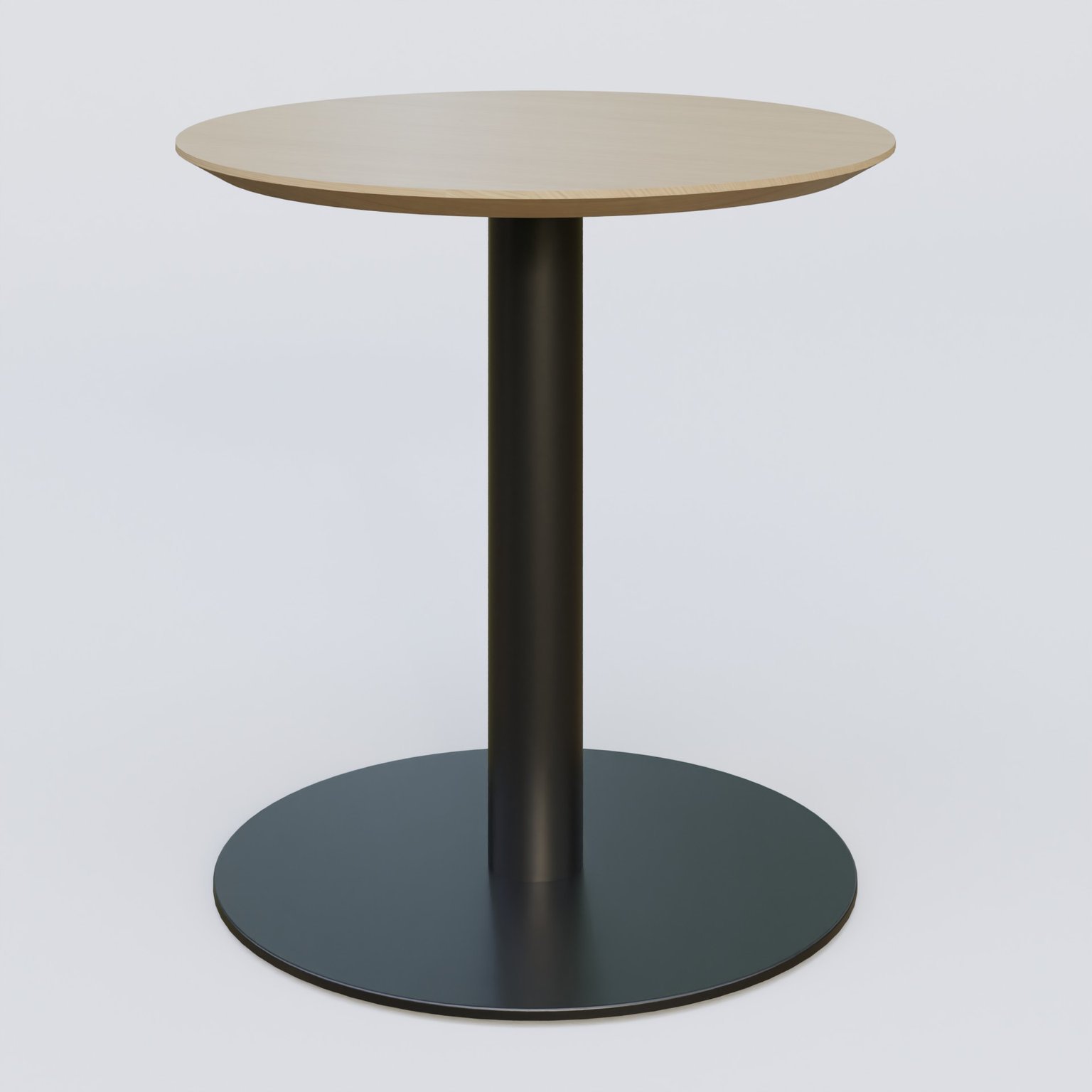 Table Basse Fashion Styl piètement colonne en métal et plateau bois. Plateau Chêne et pietement Noir (RAL 9005).