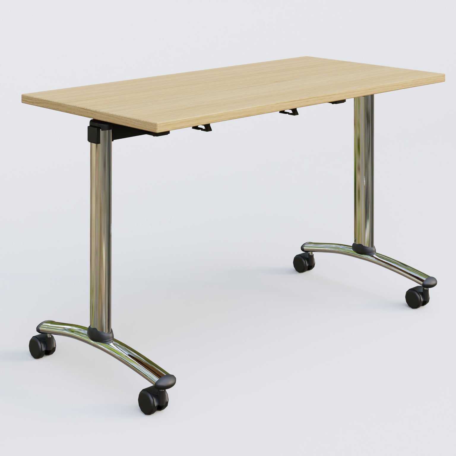 Table abattante gamme Arca 120-60 cm. Plateau Chêne clair et pietement Chrome.