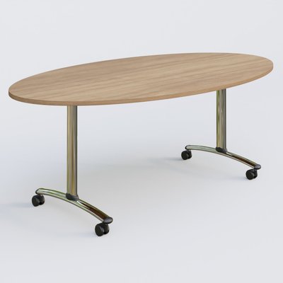 [Pas de famille] - [Pas de sous famille] - Table ovale gamme Arca 200-110 cm. Plateau Noyer et pietement Chrome.