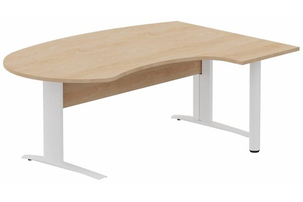 Gamme K1 - Plans compacts - K1 VDF bois compact 90° manager 190x141x104x60cm sur pied de soutien, plateau hêtre, structure blanc