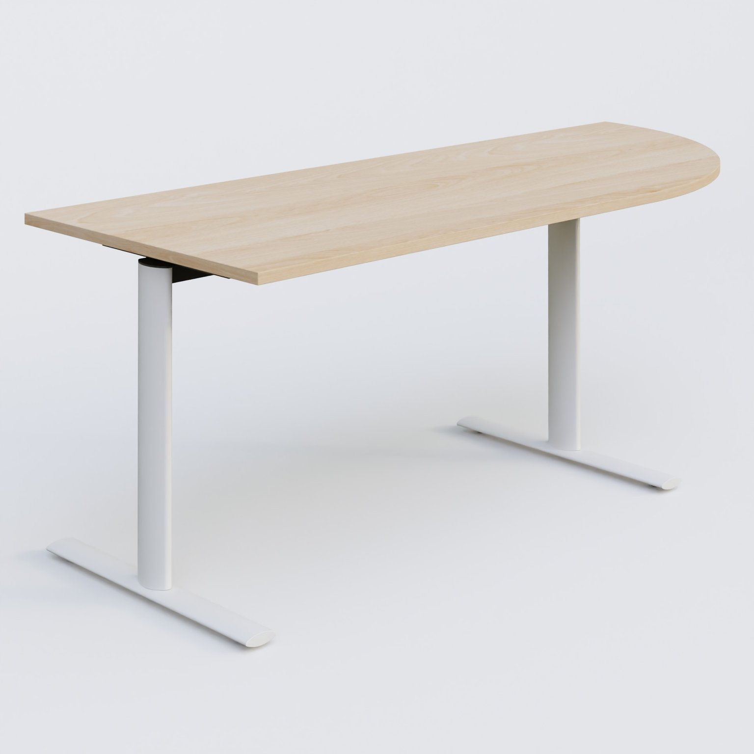Module d'angle 90° intégré à droite, gamme Pure 200-80 cm. Plateau Hêtre et pietement Blanc.