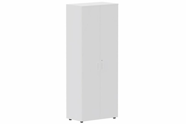 ARMOIRES PORTES BATTANTES - Mélaminés - Armoire mélamine H196xL100cm portes bois BLANC ET CORPS BLANC