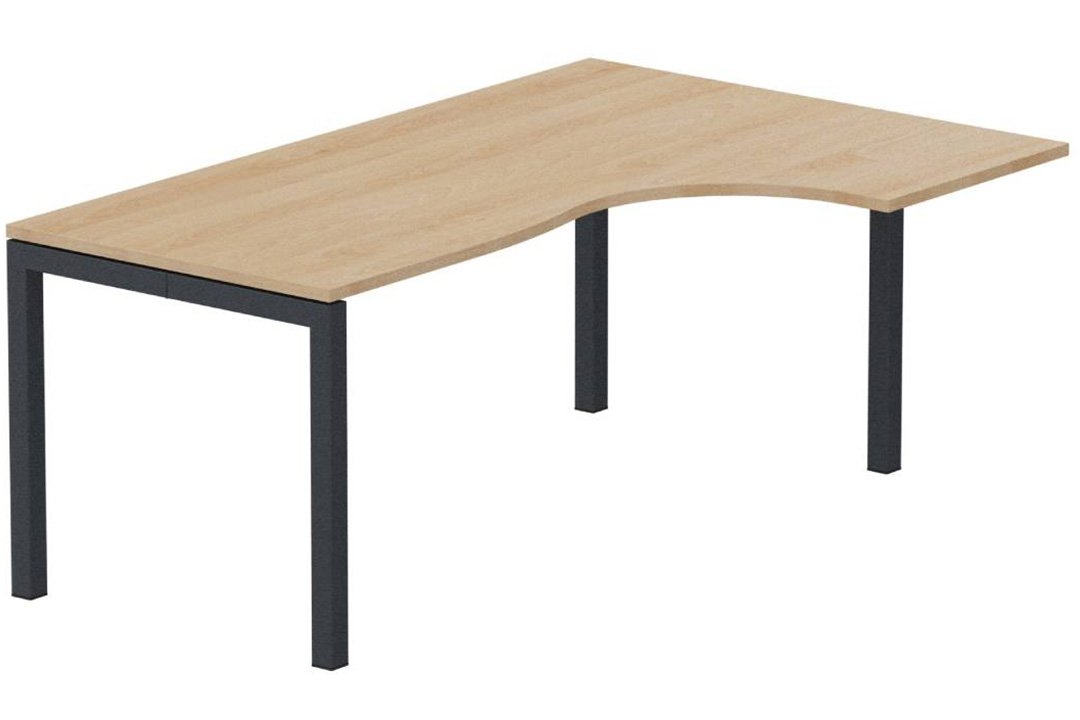 Plan Compact 90° asymétrique 180x120x80/60cm retour à droite hêtre/anthracite