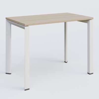 Gamme K7 - Plans droits - K7 plan droit 100*60 sur pieds fixe. Plateau Acacia et pietement Blanc