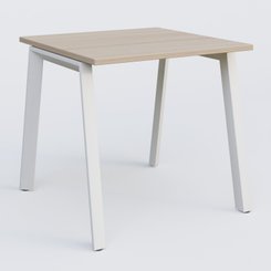 Gamme K8 - Plans droits - K8 plan droit 80*80 sur pieds fixe. Plateau Acacia et pietement Blanc