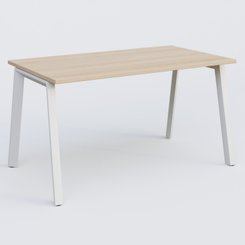 Gamme K8 - Plans droits - K8 plan droit 140*80 sur pieds fixe. Plateau Hêtre et pietement Blanc