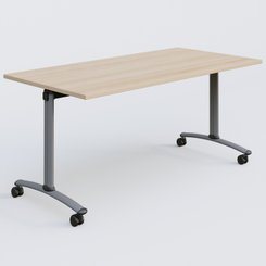 TABLES ABATTANTES - L.160xP.80cm  - Table abattante gamme Arca 160-80 cm. Plateau Hêtre et pietement Aluminium.