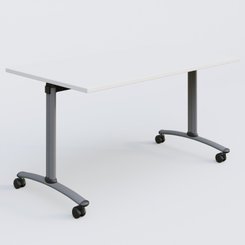 TABLES ABATTANTES - New Design - Table abattante gamme Arca 140-80 cm. Plateau Blanc et pietement Aluminium.