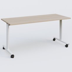 TABLES ABATTANTES - New Design - Table abattante gamme Design 160*70 cm. Plateau Acacia et pietement Blanc.