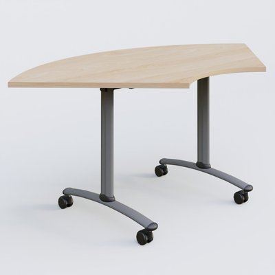 TABLES ABATTANTES - Plateaux 25 mm - Module 1/4 de couronne pour table abattante gamme Arca 120-120 cm. Plateau Hêtre et pietement Aluminium.